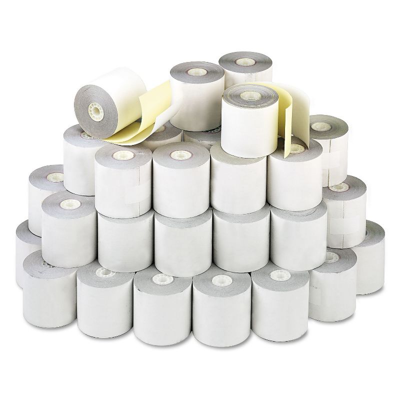 Iconex Impact Printing Carbonless Paper Rolls 2.25" x 70 ft White/Canary 90770444