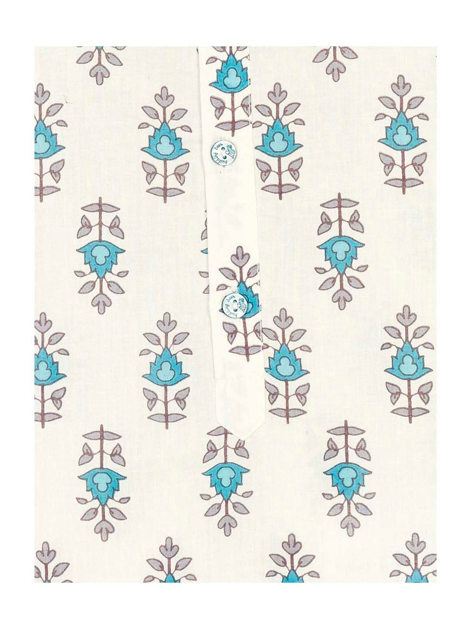 Budding Bees Boys Blue & White Cotton Printed Shirt with Mask