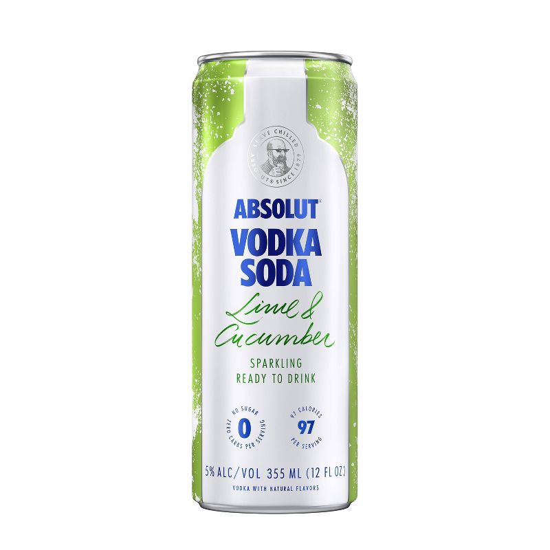 Absolut Lime & Cucumber Sparkling Vodka Soda - 4pk/355ml Cans