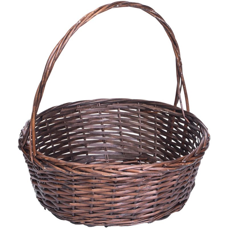 Vintiquewise Brown Willow Bowl Baskets with Handle, Set of 3