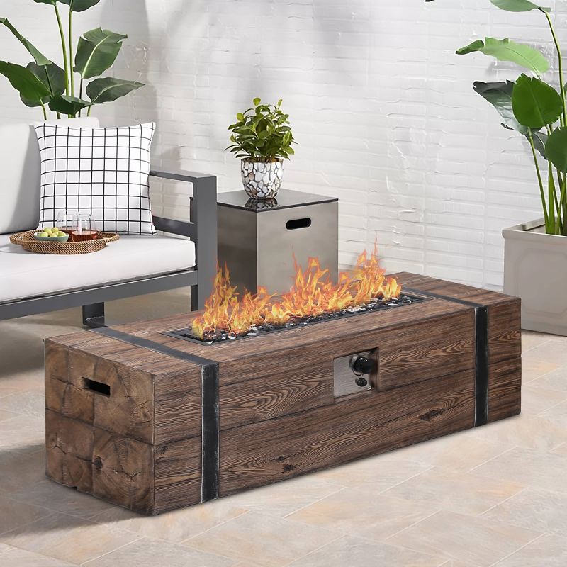 48" x 20" x 18.5" Rectangular Wooden Outdoor Propane Fire Pit - Vasagle