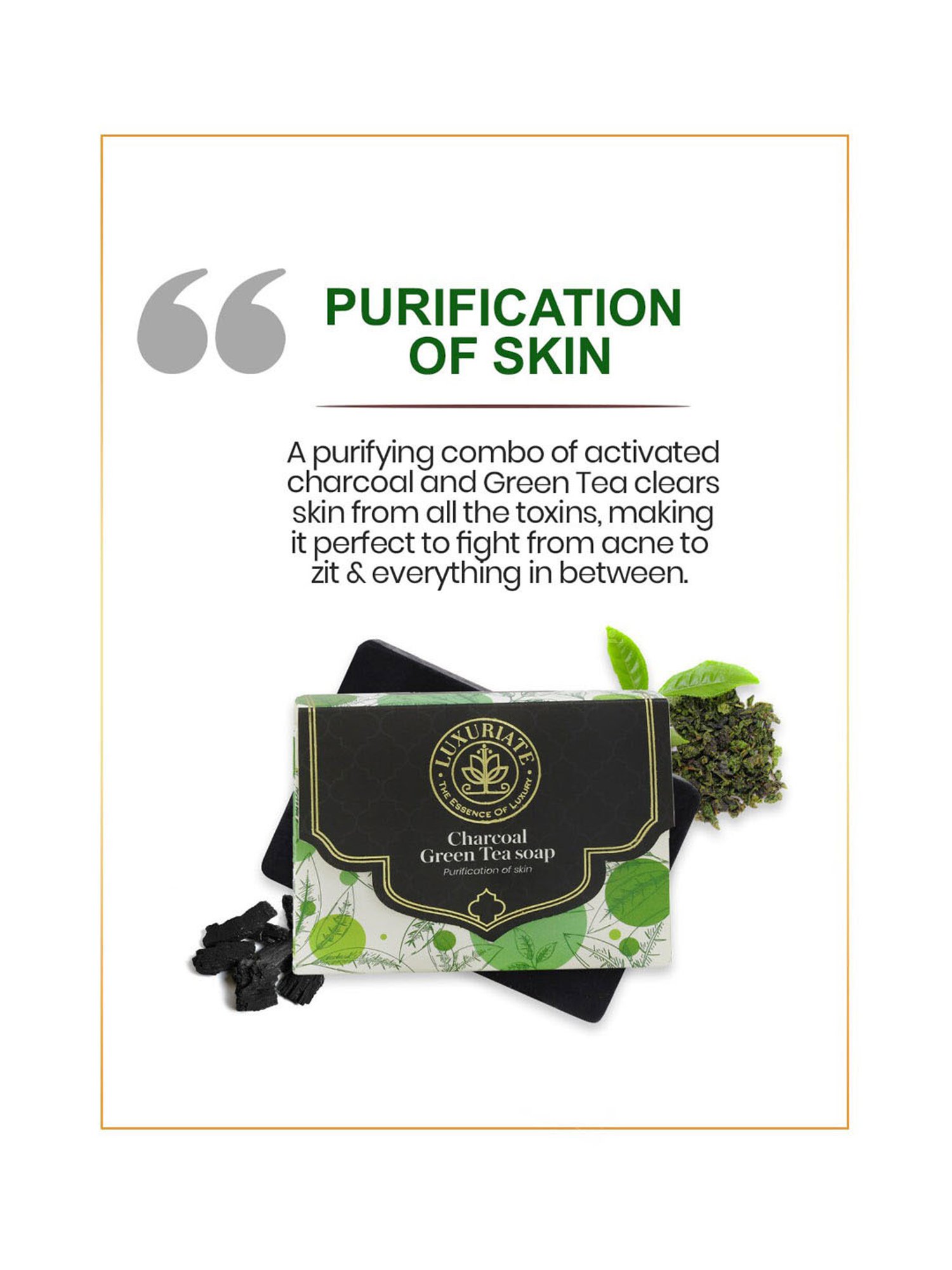 Luxuriate Charcoal Green Tea Soap and Herbal Aloe Vera Face Wash Combo