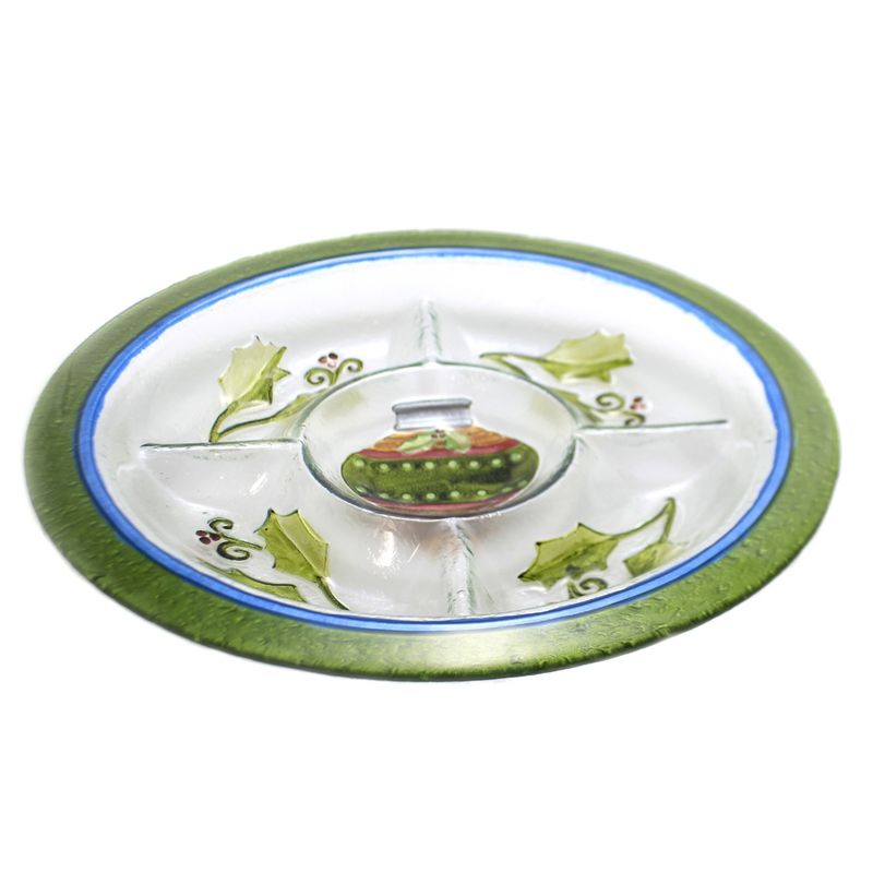 Tabletop 2.25" Ornament 5 Section Server Christmas Evergreen Enterprises Inc  -  Serving Platters