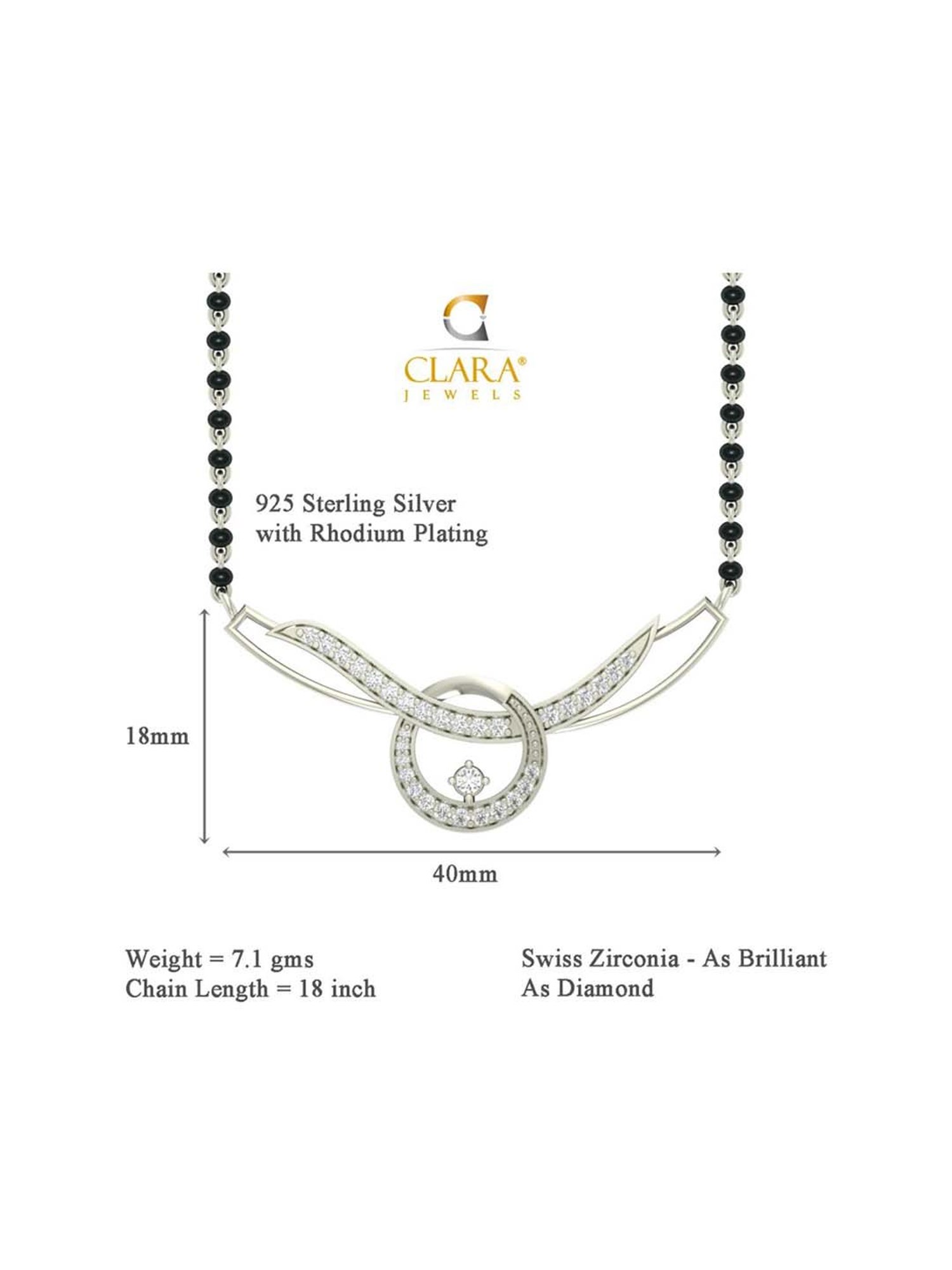 Clara Evie 92.5 Sterling Silver Mangalsutra