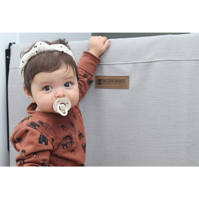 The Stair Barrier Regular Wall to Wall Single Panel Swing Gate with Fabric Slipcover Baby and Pet Safety Gate, 27 to 42.5 Inch, Shades of Linen, Black