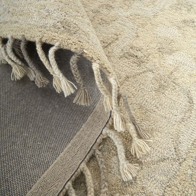 2'6"x8' Runner Hand Made Tufted Medallion Wool Runner Beige - Feizy