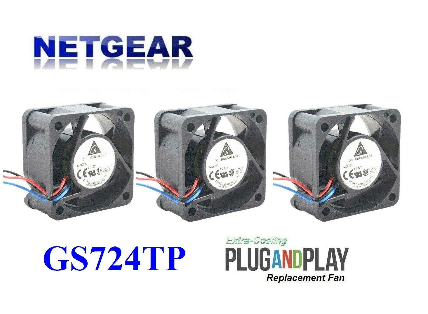 3x New Replacement Fans for Netgear GS724TP Delta Fan 24dBA Noise