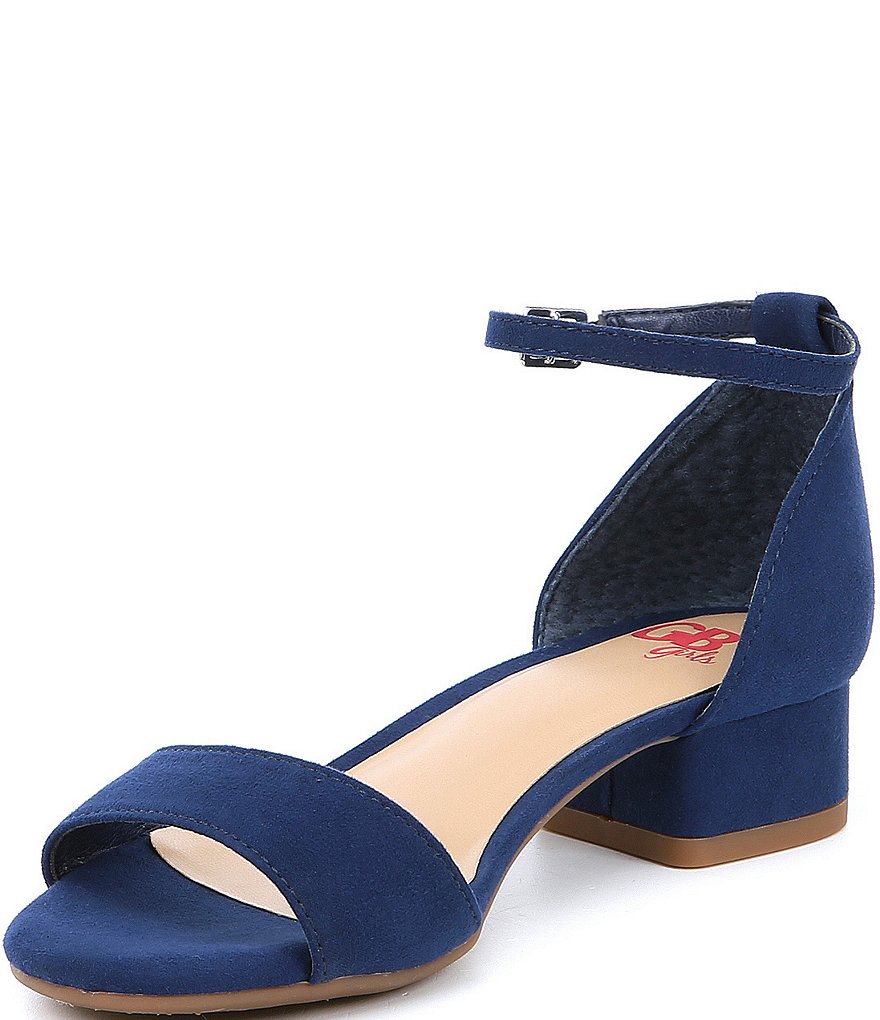 GB Girls' Block-Girl Microfiber Ankle-Strap Block-Heel Dress Sandals (Youth)