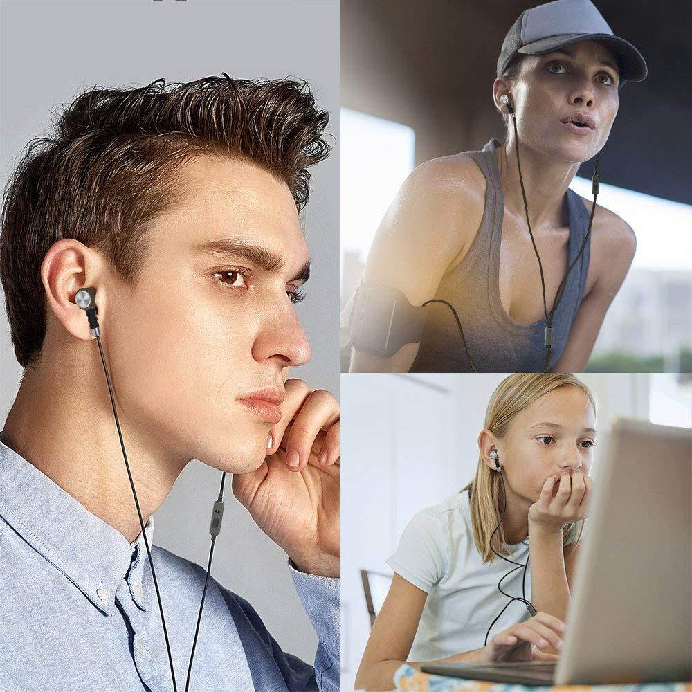 G-Most E8 Genuine Wood in Ear Headphones Earbuds with Microphone, Dual Dynamic Driver Earphones Noise-isolating Headset with Deep Bass and 1 Button Control for iPhone, iPad and Android Devices