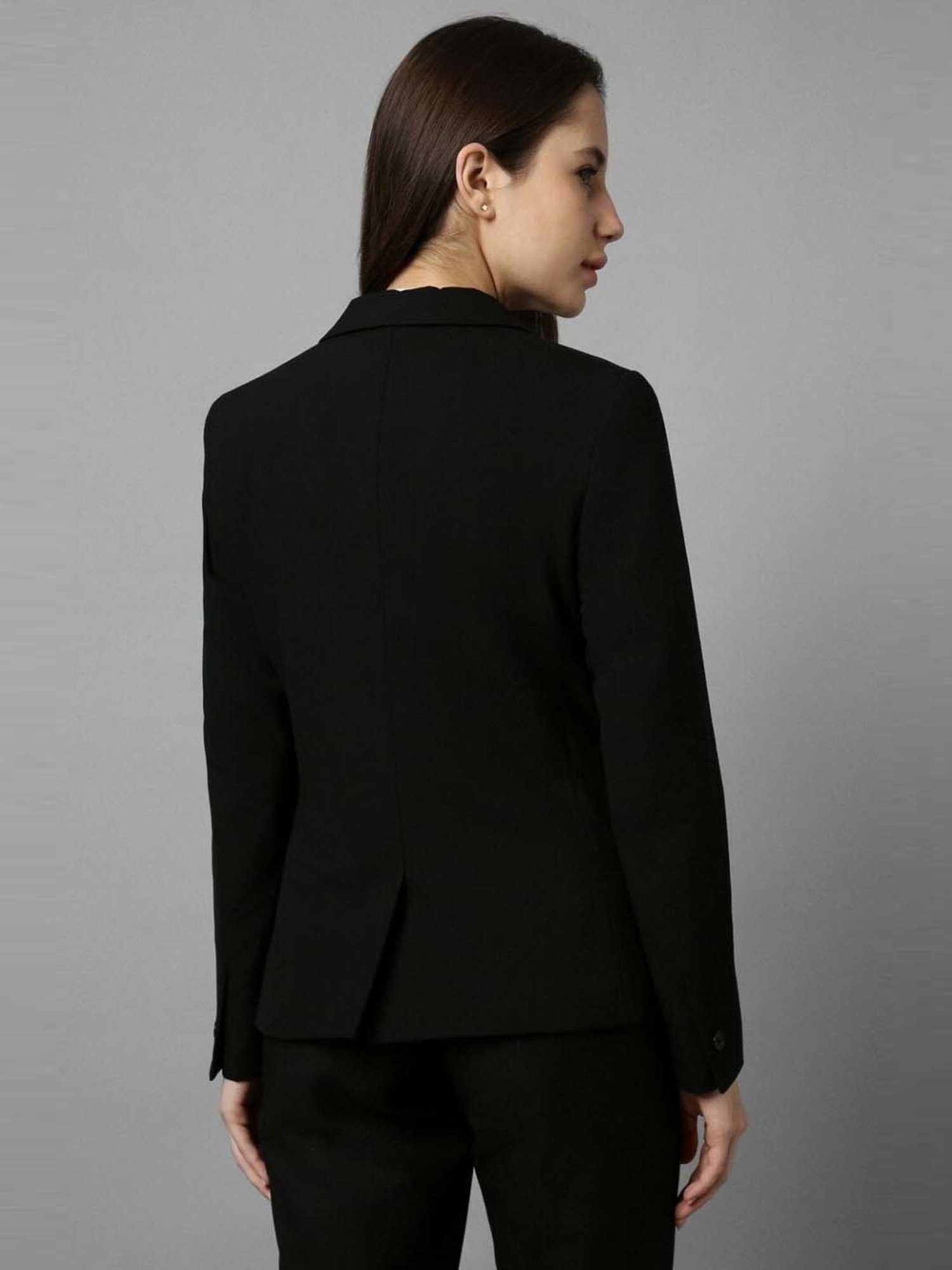 Allen Solly Black Plain Formal Blazer