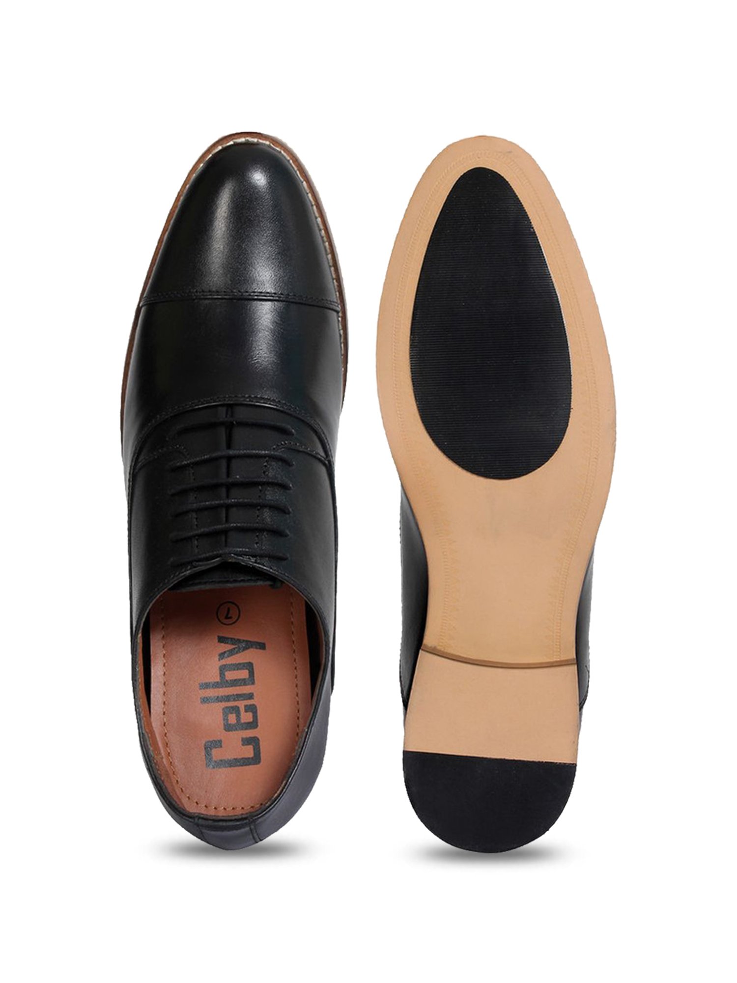 Celby Men's Height Increasing Black Oxford Shoes