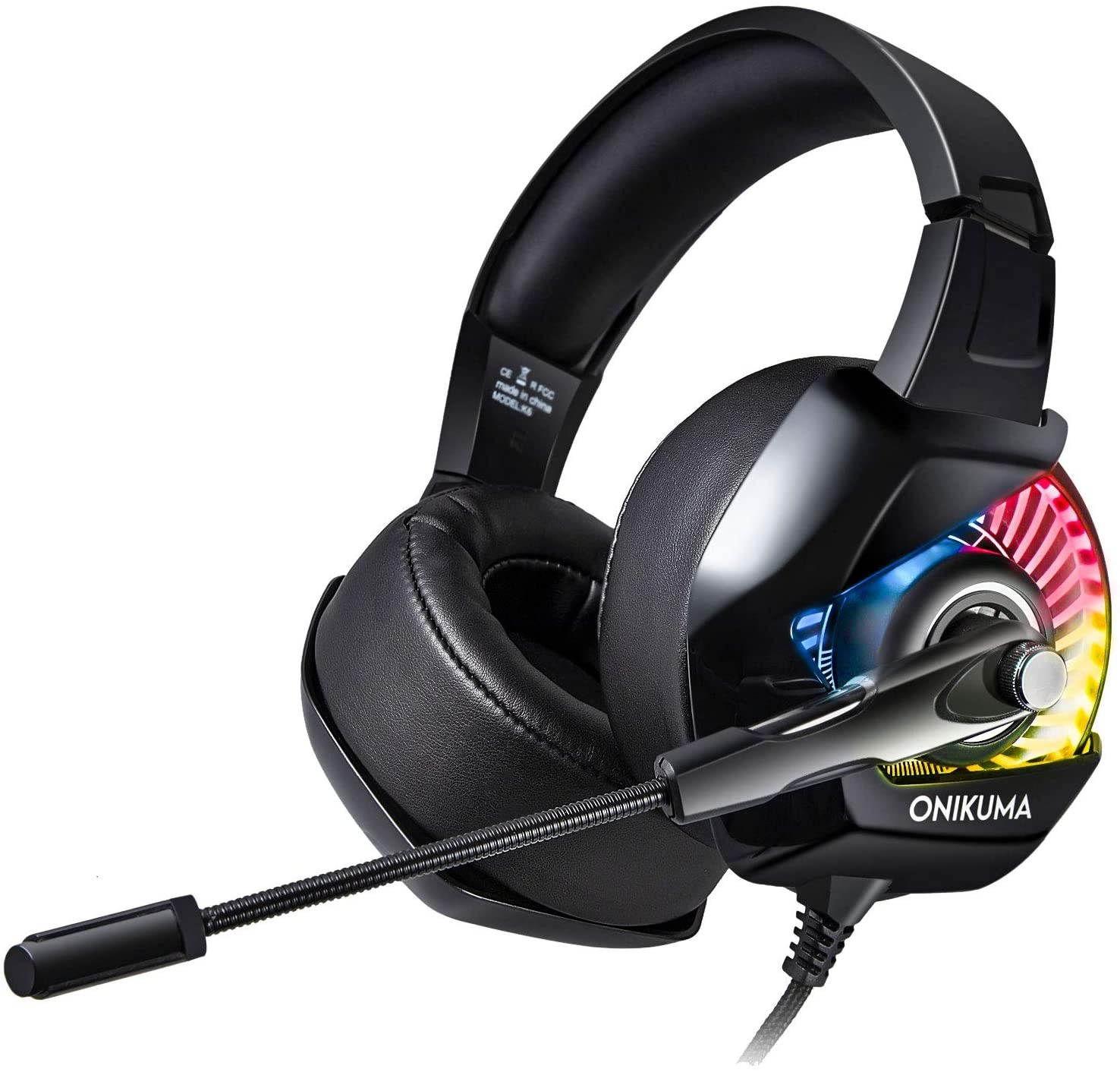 ONIKUMA Gaming Headset - 3.5mm Headset for PS4, Xbox One (Adapter Needed), Nintendo Switch (Audio), PC, etc. Over-Ear PC Gaming Headset with Stereo Surround Sound, Noise-Canceling Microphone