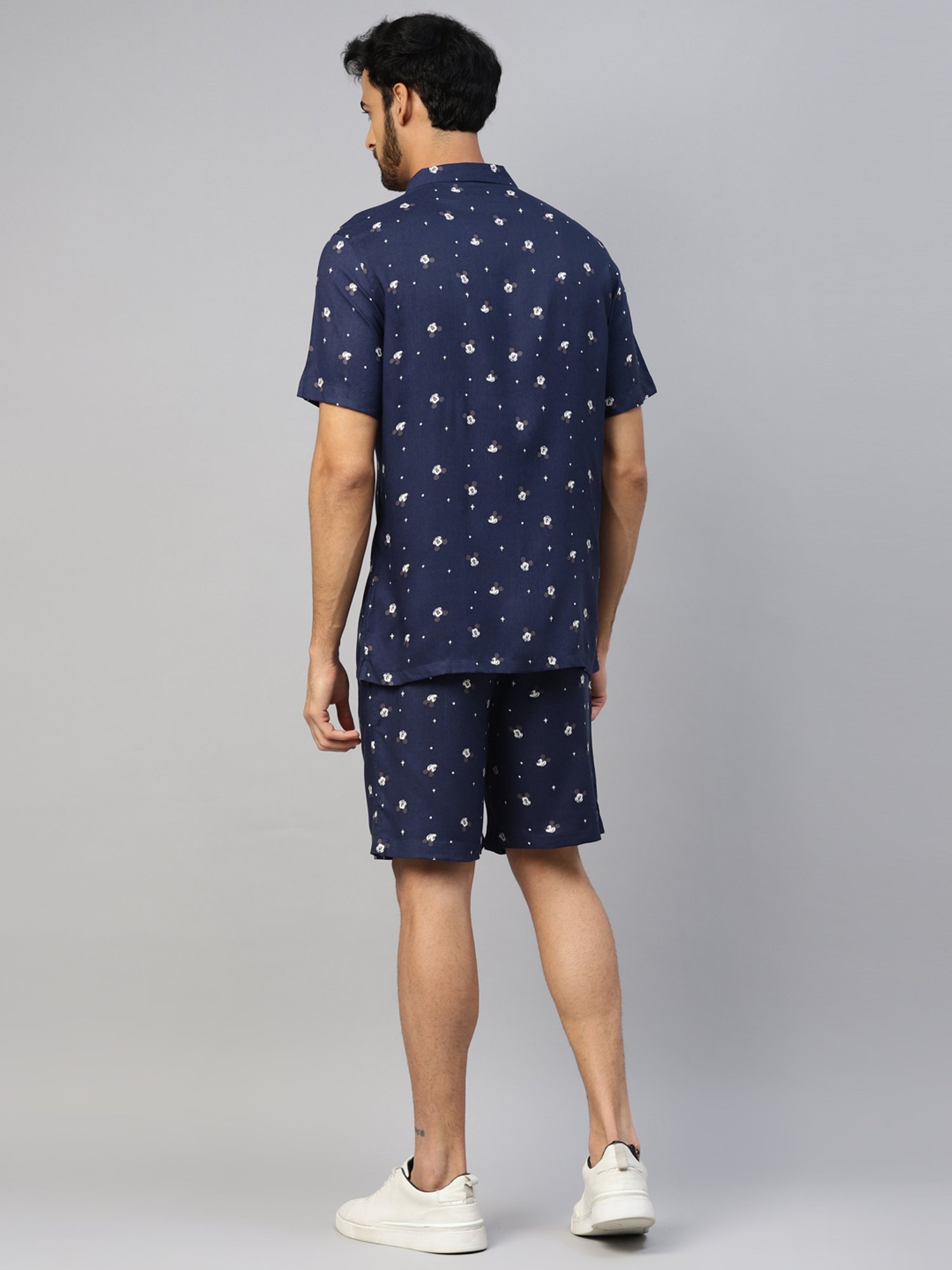 Don Vino Navy Relaxed Fit Printed Shirt & Shorts Set