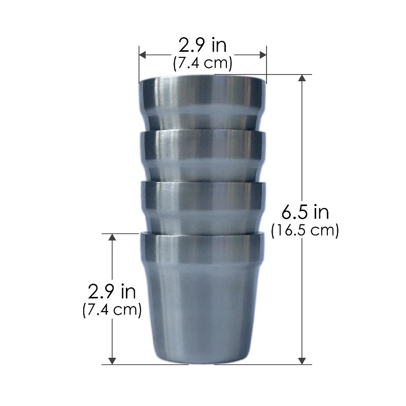 nCamp Basic 6 Ounce Stainless Steel Stackable Cups Camping Set and Carry Bag (4 Pack) Bundle with Outdoor Camping Espresso Style Caf&eacute; Coffee Maker