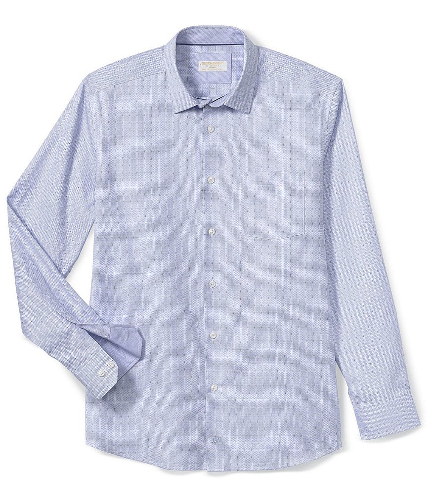 Johnston & Murphy Collection Textured Windowpane Long-Sleeve Woven Shirt