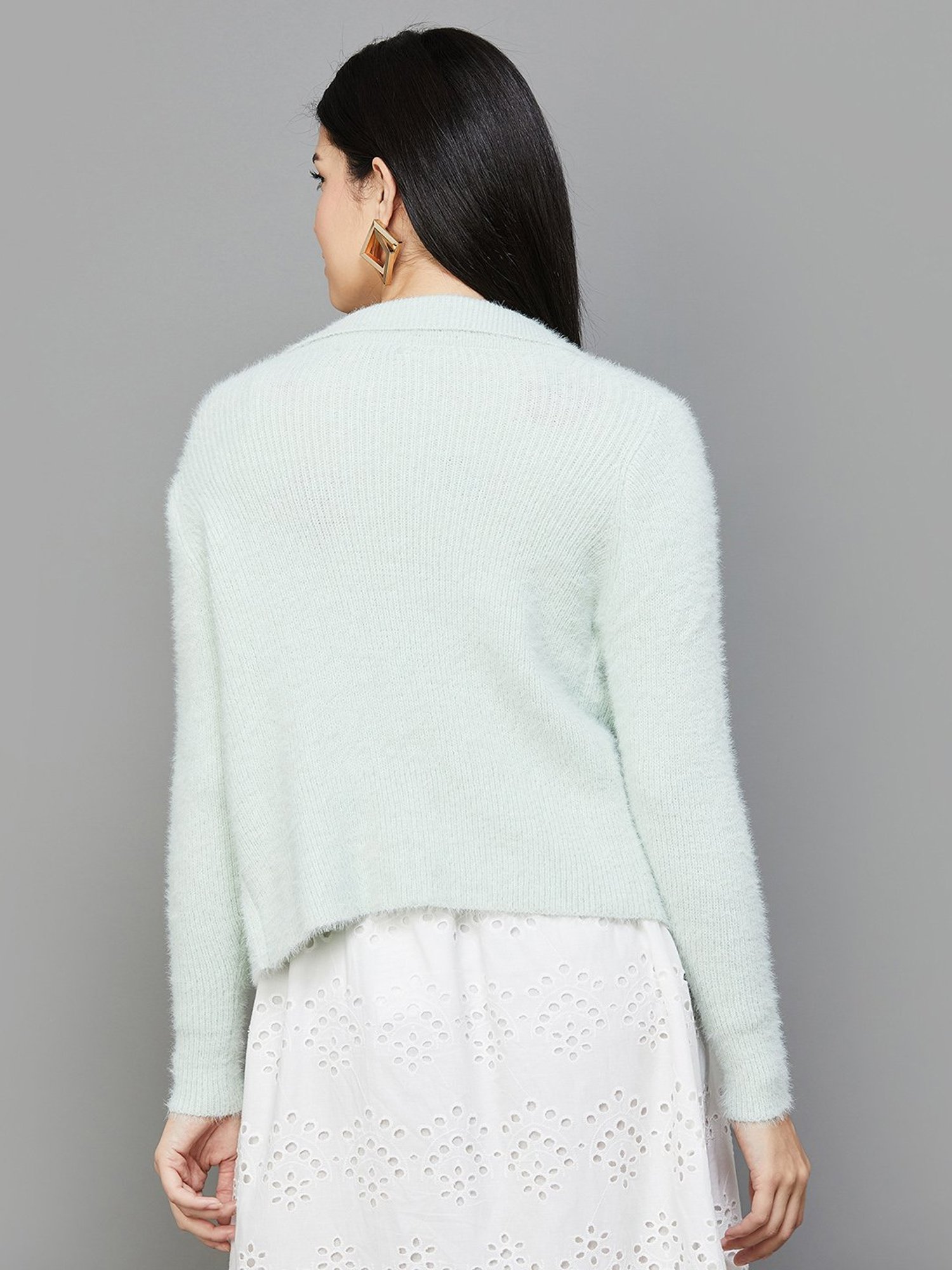 Code by Lifestyle Green Self Pattern Cardigan