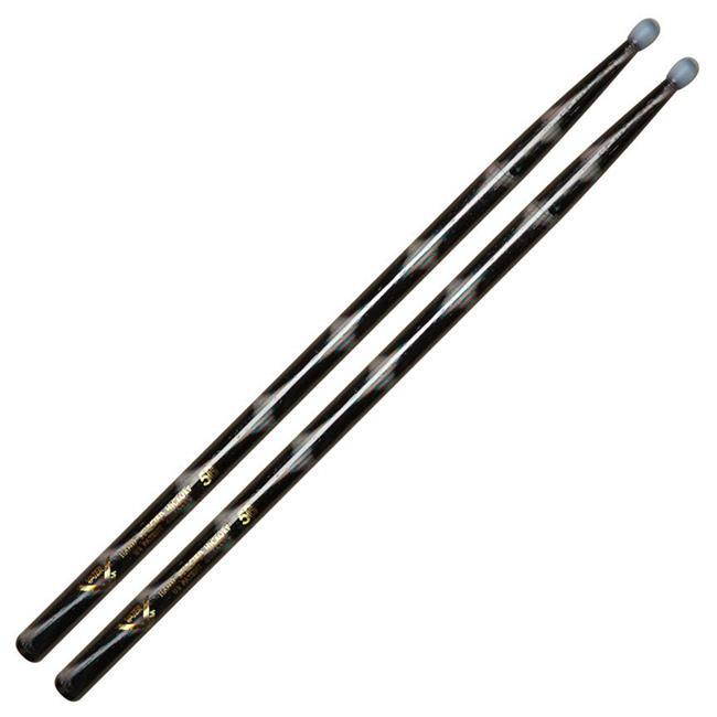 Vater Percussion Color Wrap 5B Drumsticks, Black Optic, Nylon Tip VCBK5BN VATER