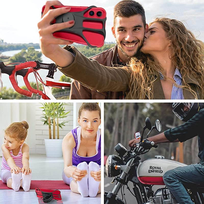 Bike Phone Mount  360&deg; Rotatable Silicone Detachable Bicycle Phone Holder Universal Dia 2046mm Handlebar Mount for Cycling GPS Compatible with iPhone X XR 12 11 88 Plus S20 S10+ S10