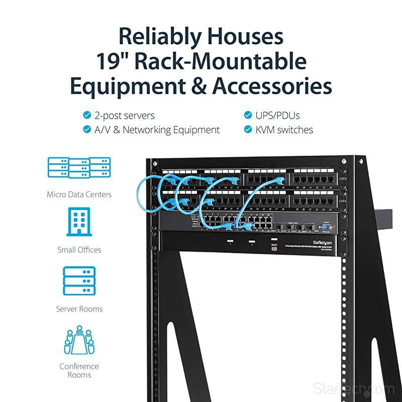com 16U Open Frame Network Rack 19 2 Post Free Standing Desktop Rack for Computer AV Media IT Equipment for Server Room 2POSTRACK16