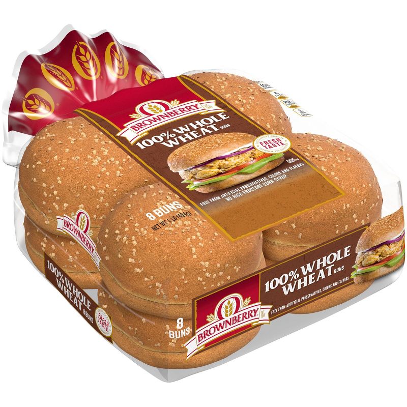 Brownberry 100% Whole Wheat Hamburger Buns - 16oz