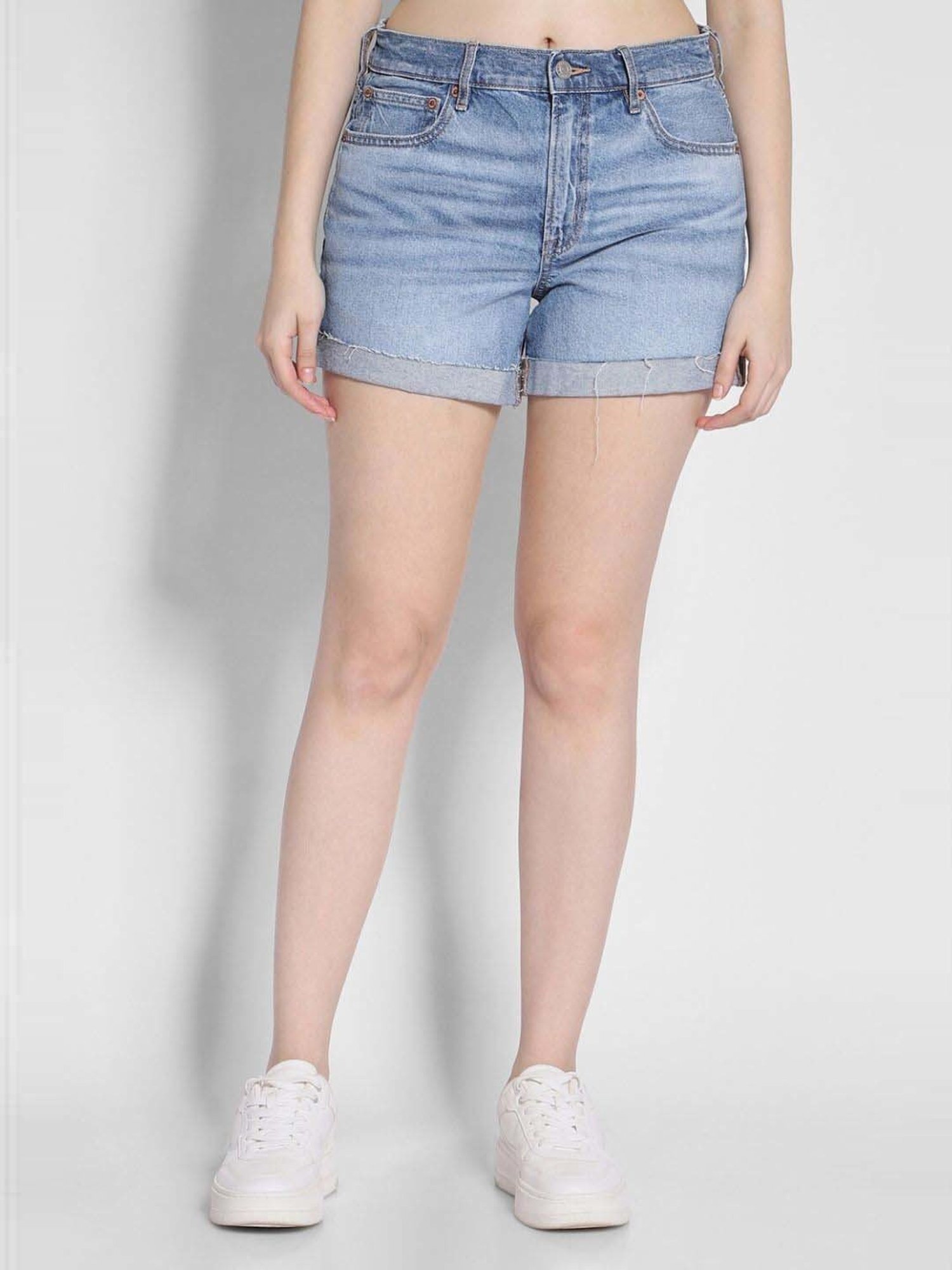 American Eagle Outfitters Blue Cotton Mid Rise Shorts