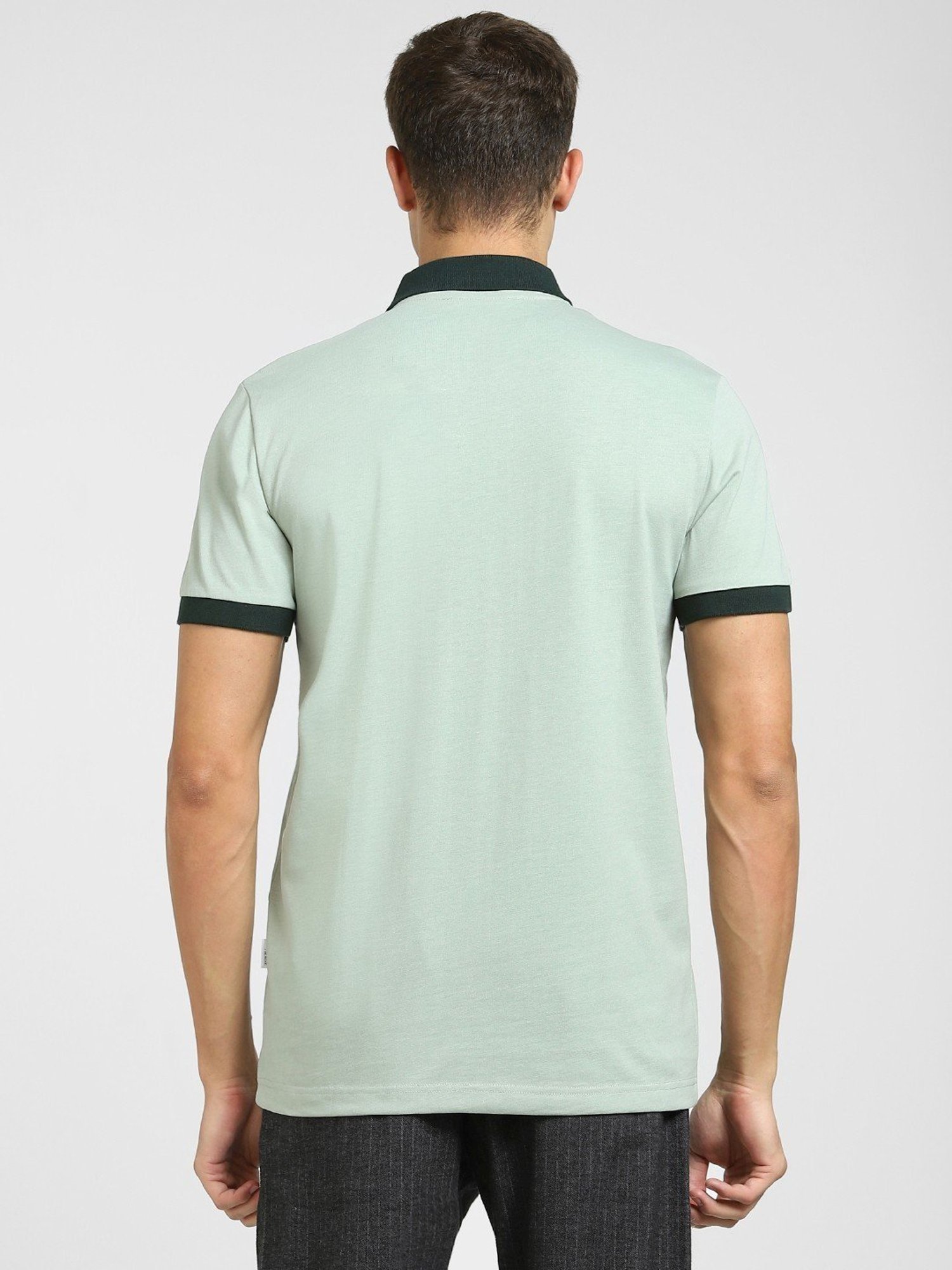 SELECTED HOMME Green Cotton Regular Fit Polo T-Shirt