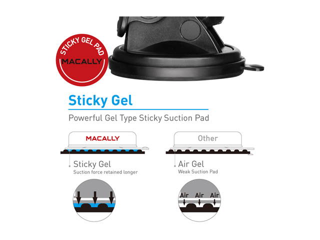 Macally Black Suction Cup Mount For iPhone, iPod, Cell Phone, MP4, GPS MGRIP2