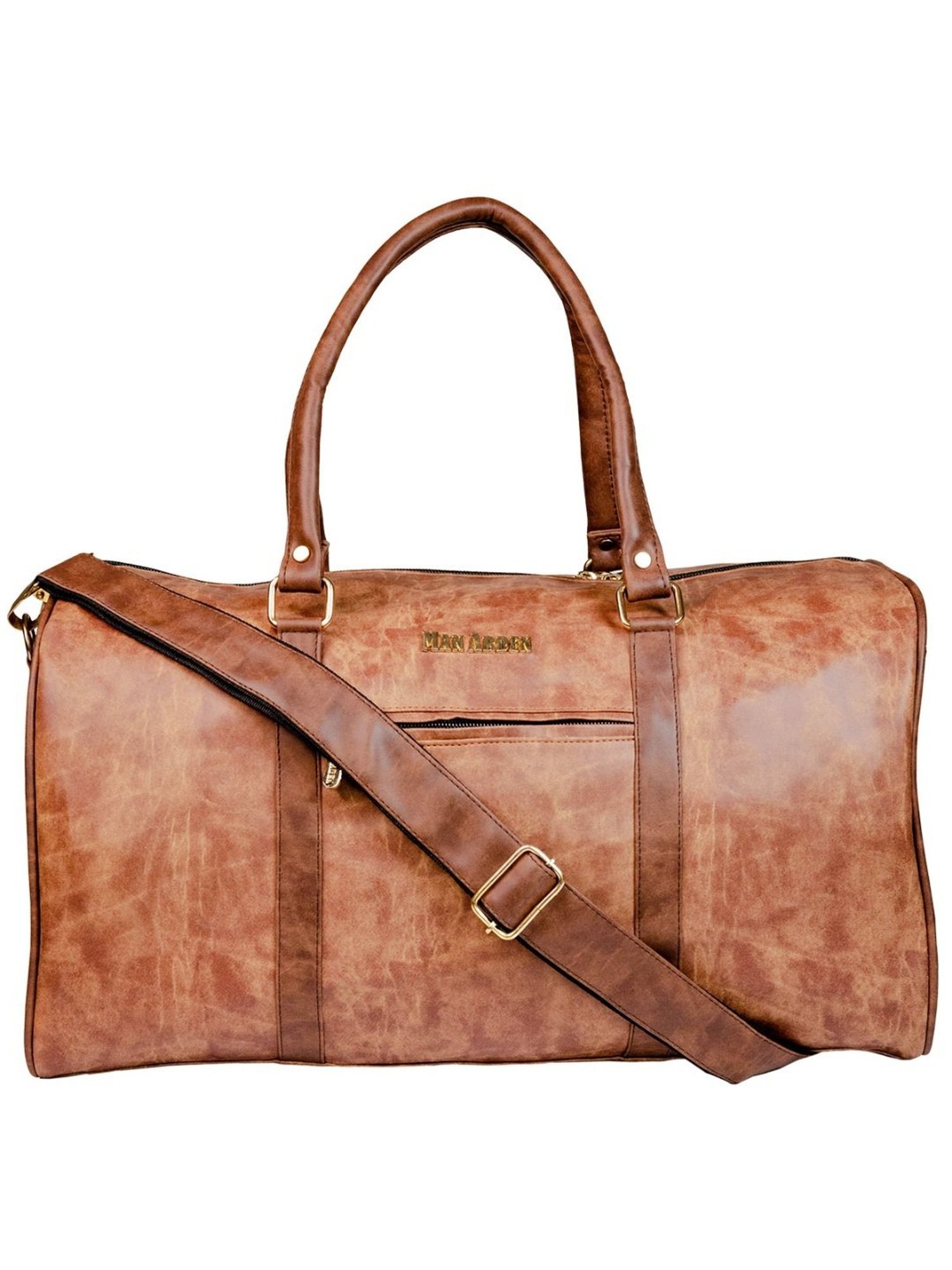 Man Arden Tan Faded Medium Leather Duffle Bag
