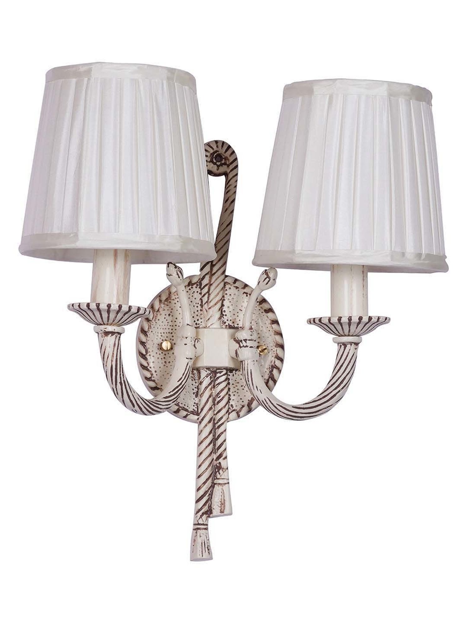 Fos Lighting Knotted Distressed Beige Aluminium 2-In-1 Wall Lamp With Fabric Shade