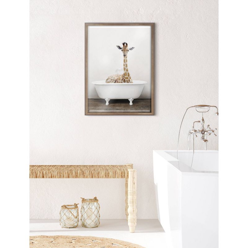 18" x 24" Blake Giraffe 2 in Tub Printed Glass Framed Wall Canvases by Amy Peterson Art Studio Gold - Kate & Laurel All Things Decor