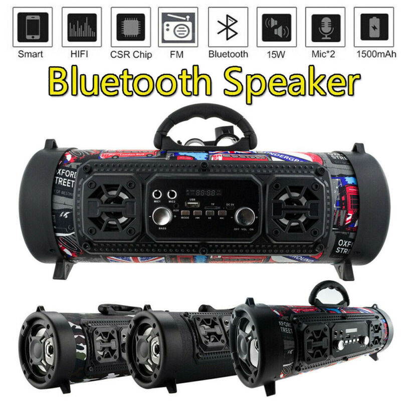 Portable Wireless Bluetooth Speaker Stereo Bass Outdoors Music AUX FM Radio USB
