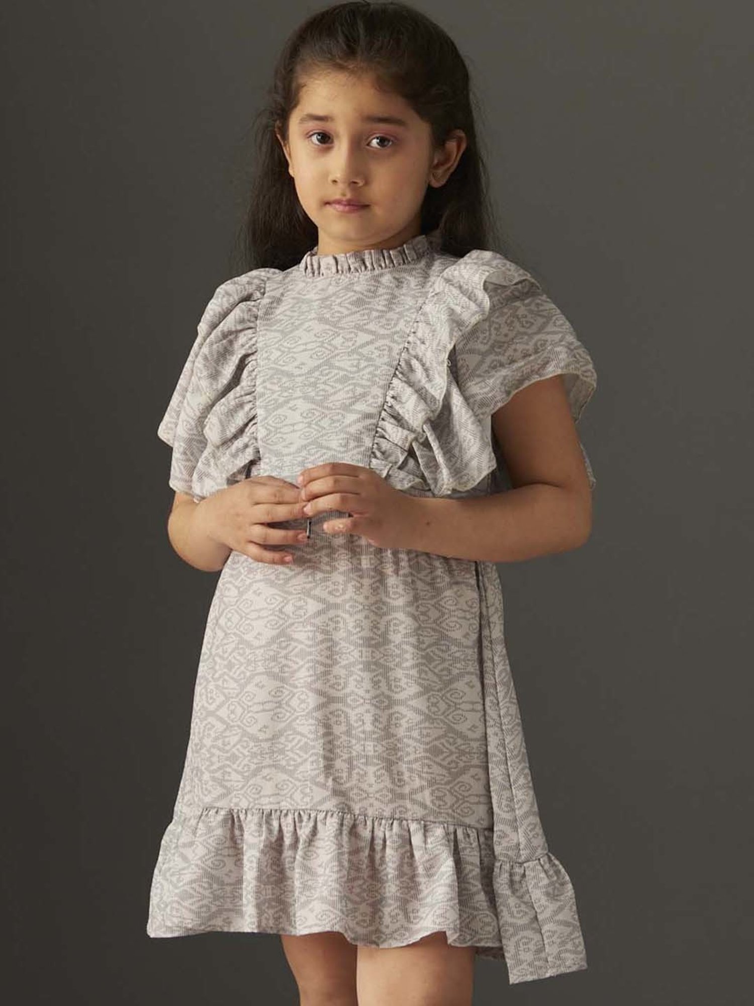 KidsDew Kids Grey Printed Dress