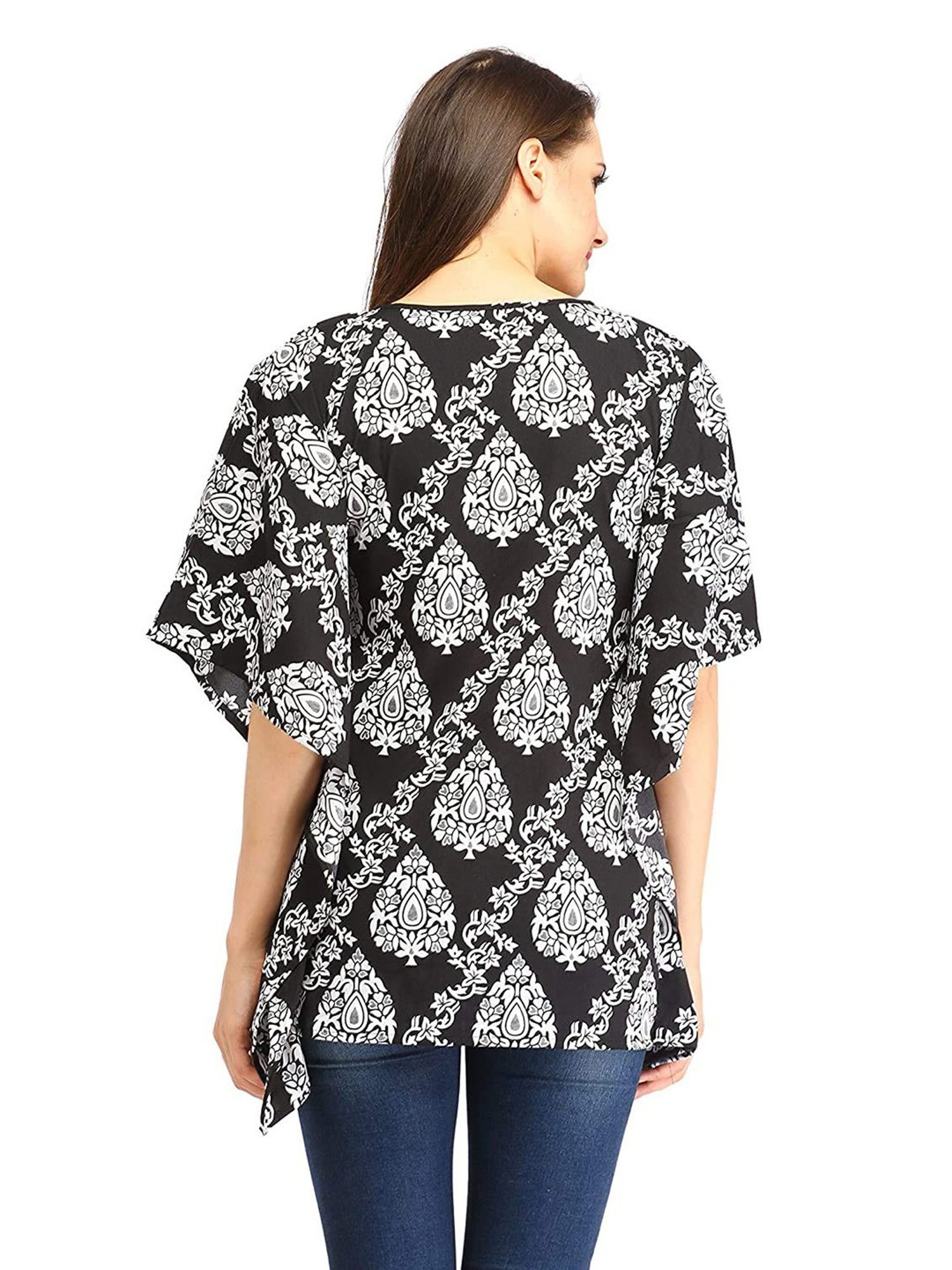 Cottinfab Black & White Printed Kaftan