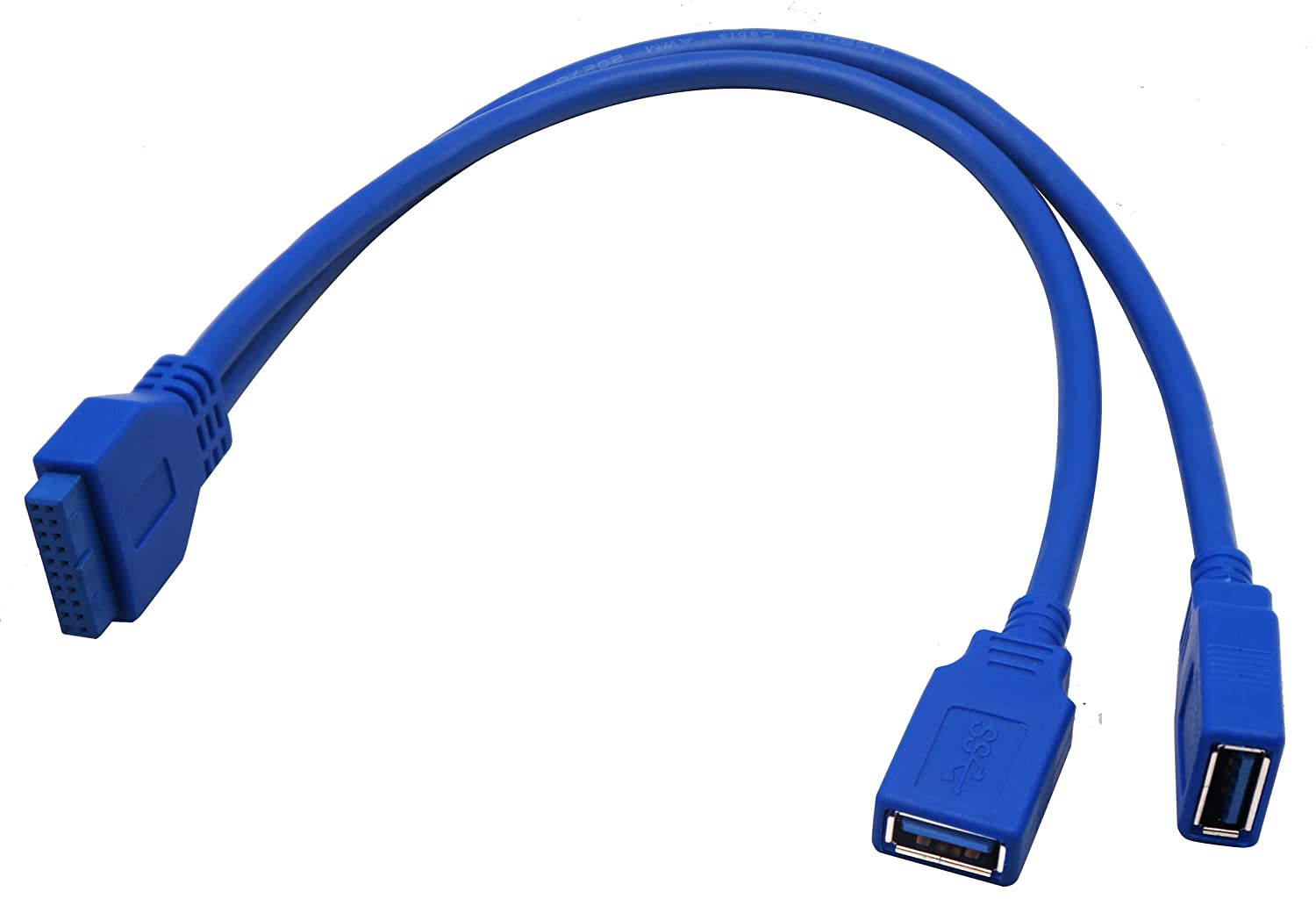 AAOTOKK 20 Pin Y Splitter Cable Dual Port USB 3.0 A Female to 20 Pin Female Motherboard Header Cable for USB Ports Directly to Computer Motherboard Backward Compatible with USB 2.0/1.0 (30cm-USB F)