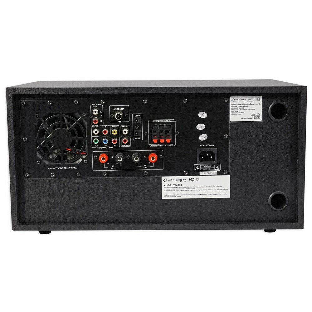Technical Pro Receiver Amplifier DVD Player Bluetooth USB FM SD Mic Input DV4000