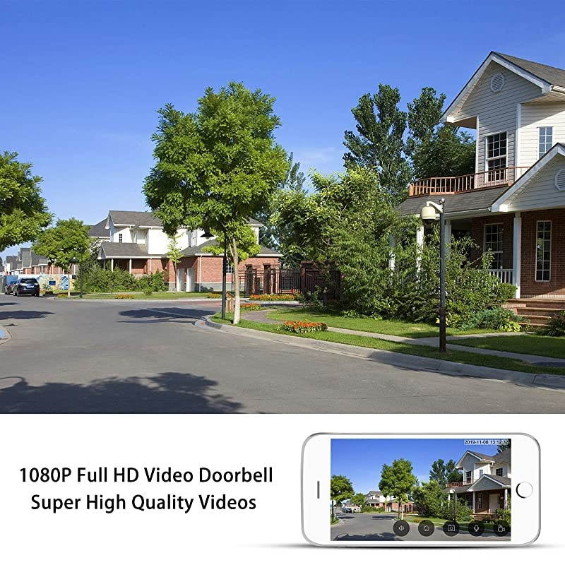 Doorbell Camera Video Doorbell Waterproof1080P HD32GB Micro SD CardNight VisionTwoWay Audio160&deg;Wide AngelPIR Motion Detection for iOS amp Android  J1
