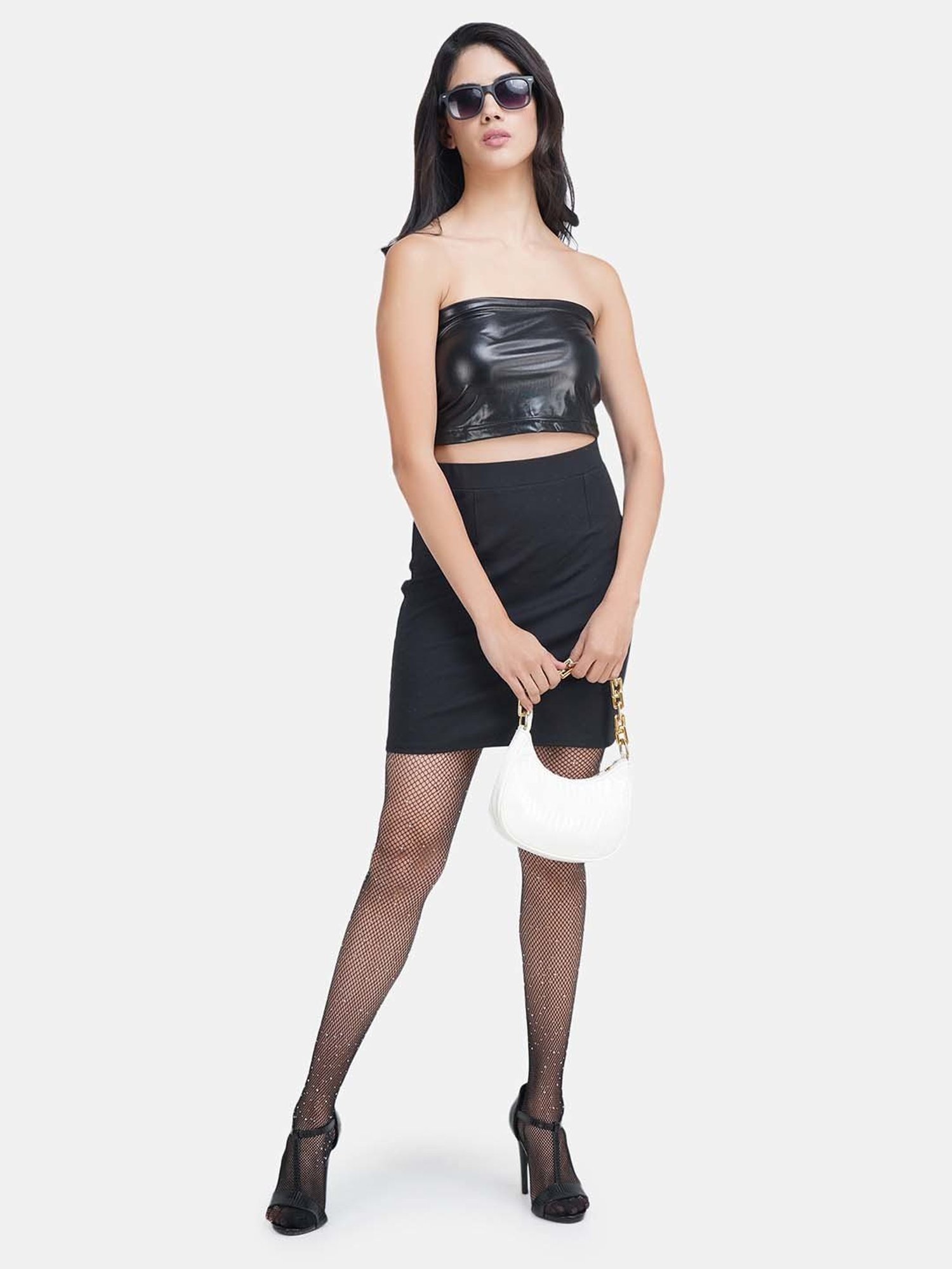 Secrets By ZeroKaata Beige & Black Embellished Pantyhose Stockings - Pack Of 2