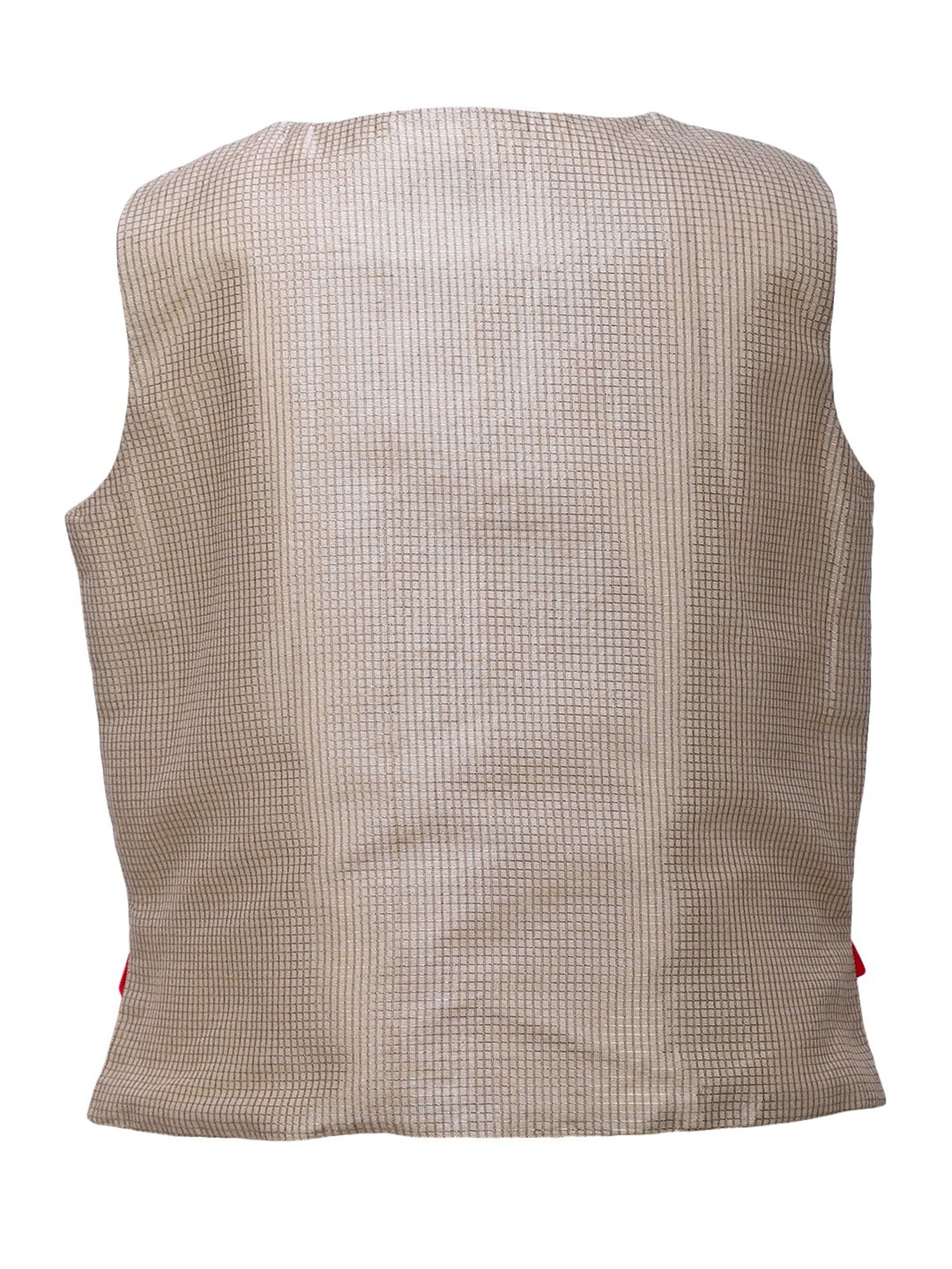 A Little Fable Kids Beige Checks Waistcoat