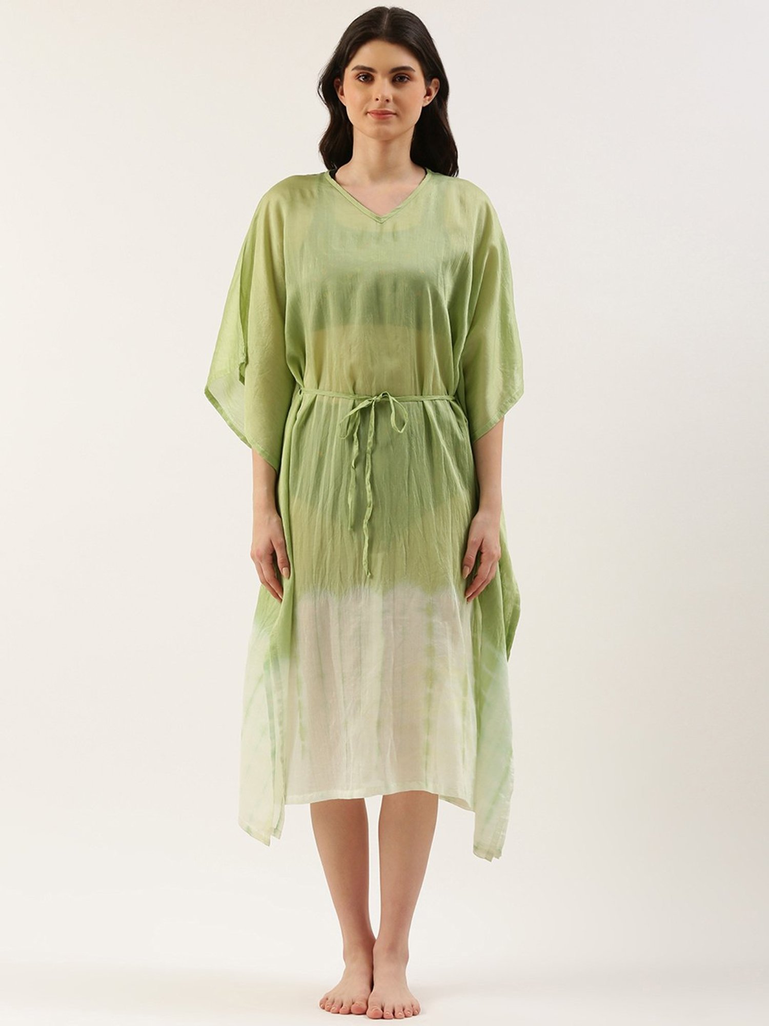 Clt.s Green Polyester Tie - Dye Cover Up