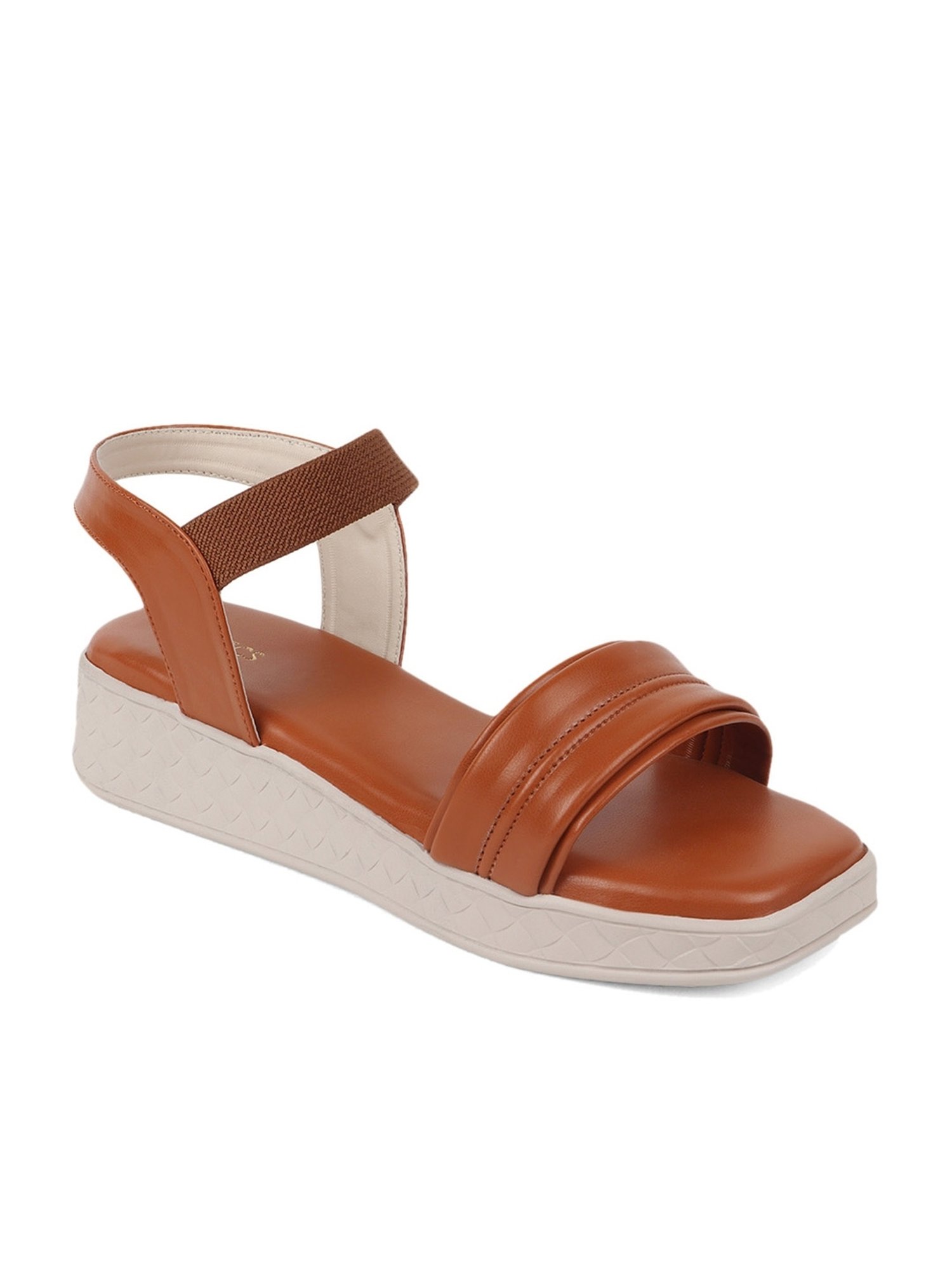 Iconics Women's Tan Ankle Strap Wedges