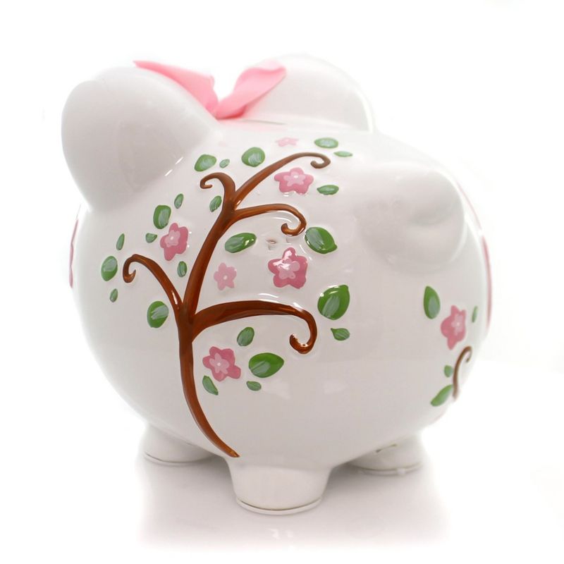 Bank 7.75" Pink Dotted Owl Piggy Bank Money Saver Butterfly  -  Decorative Banks