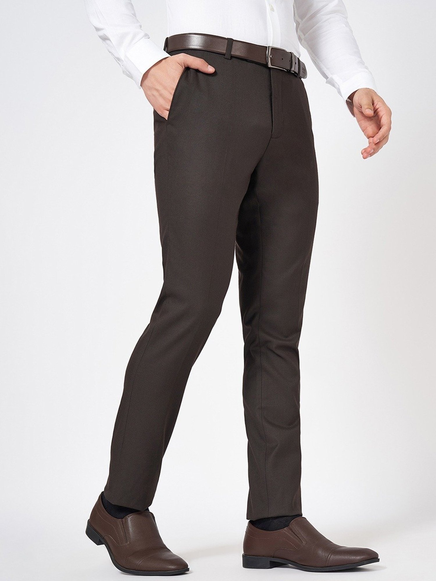 Byford By Pantaloons Brown Slim Fit Trousers