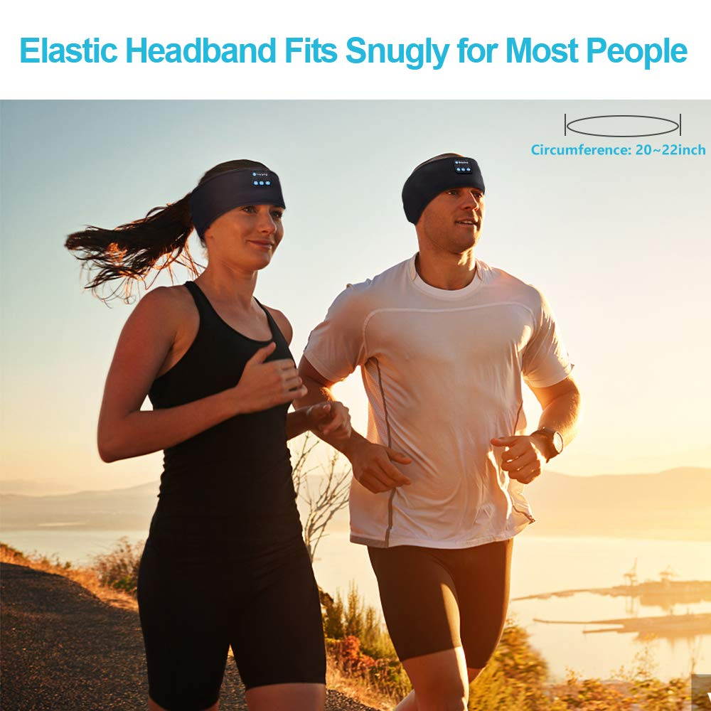 Sleep Headphones Bluetooth Sleeping Headphones Headband, Thin Soft Elastic Comfortable, Wireless Music Headband Headphones Eye Mask for Side Sleeper Travel Running Yoga Sports, Gifts for Men Women