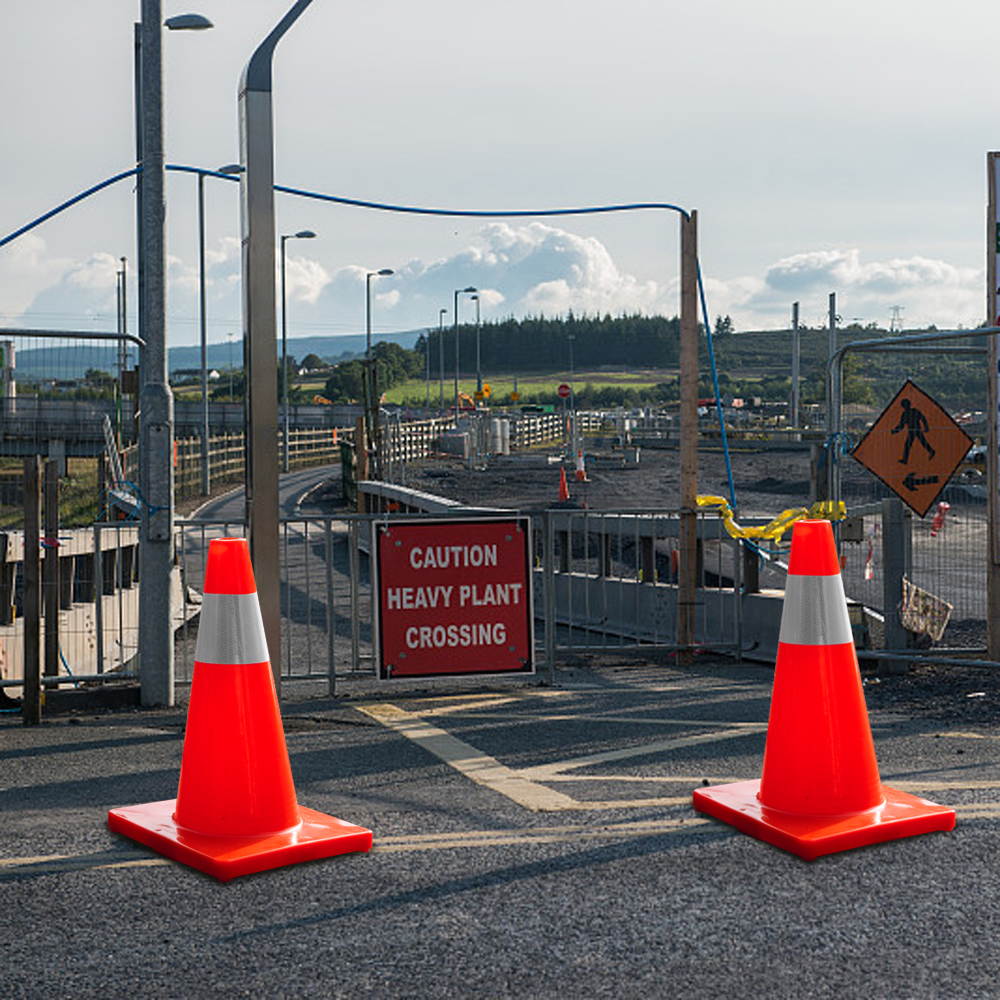 10Pcs Traffic Cones 18" Orange Slim Fluorescent Reflective Road Safety Parking Cones