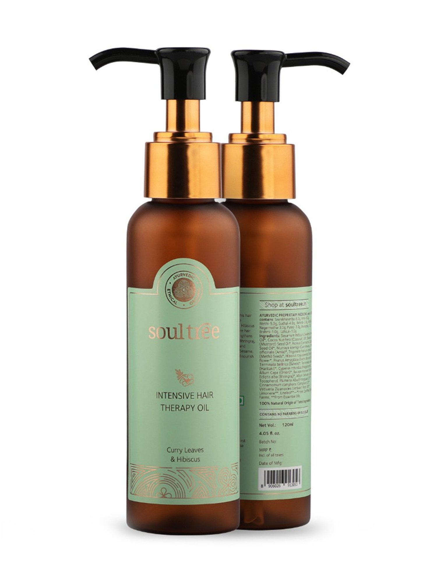 SoulTree Intensive Hair Therapy Oil with Curry Leaves and Hibiscus - 120 ml | Ayurvedic Hair Oil