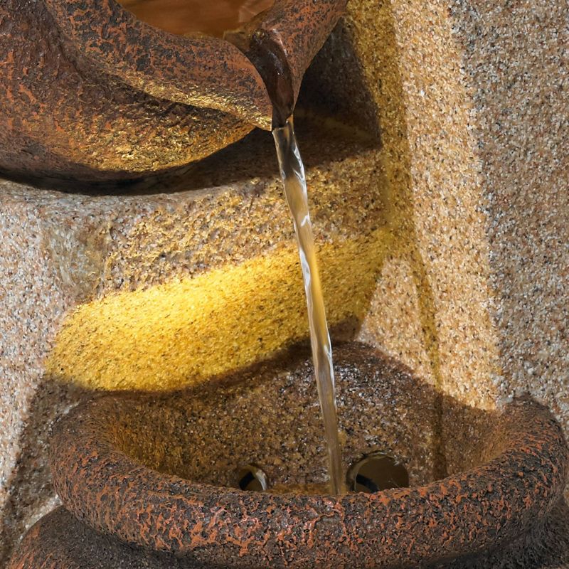 John Timberland Rustic Outdoor Floor Water Fountain with Light LED 30" High Cascading Tipping Jugs for Yard Garden Patio Deck Home
