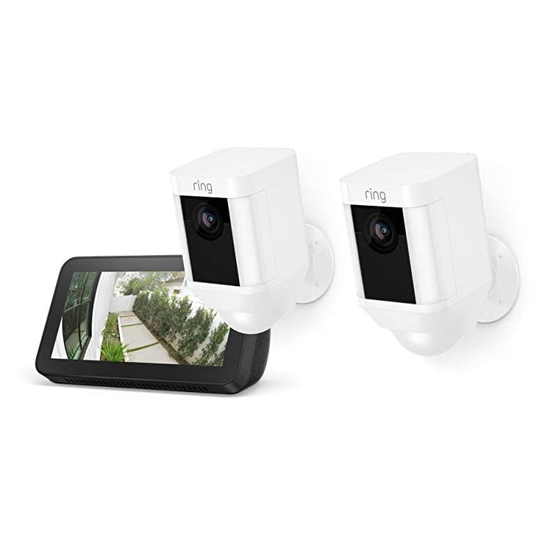 Spotlight Cam Battery 2-Pack (White) with Echo Show 5 (Charcoal)