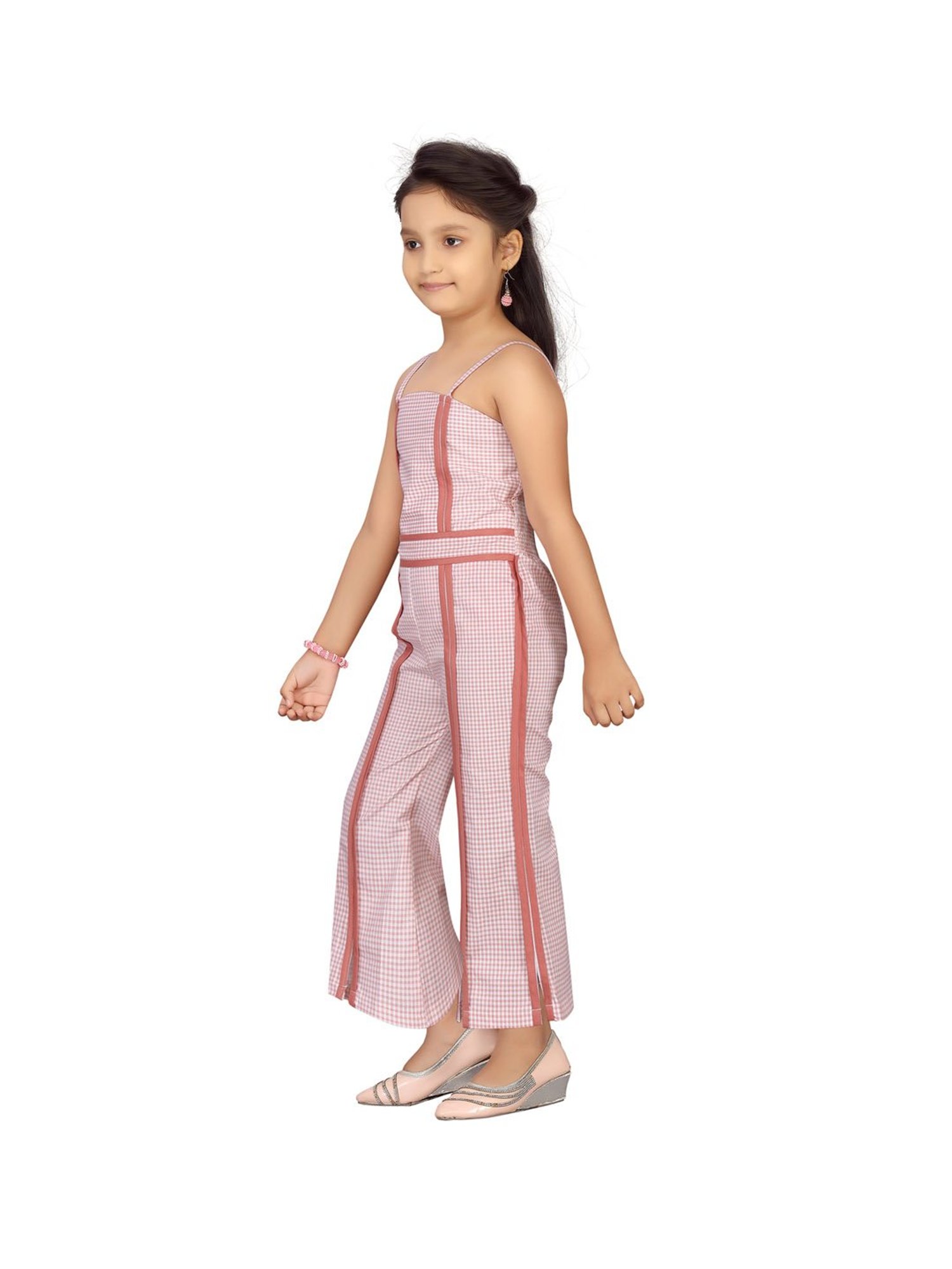 Aarika Kids Peach Printed Jumpsuit