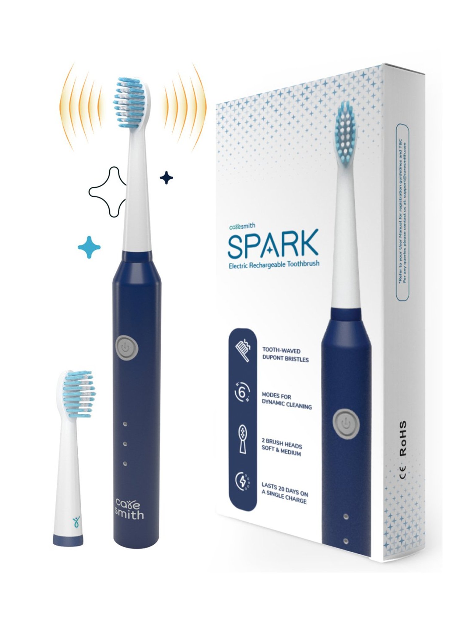 Caresmith SPARK CS009 Rechargeable Electric Toothbrush (Blue)