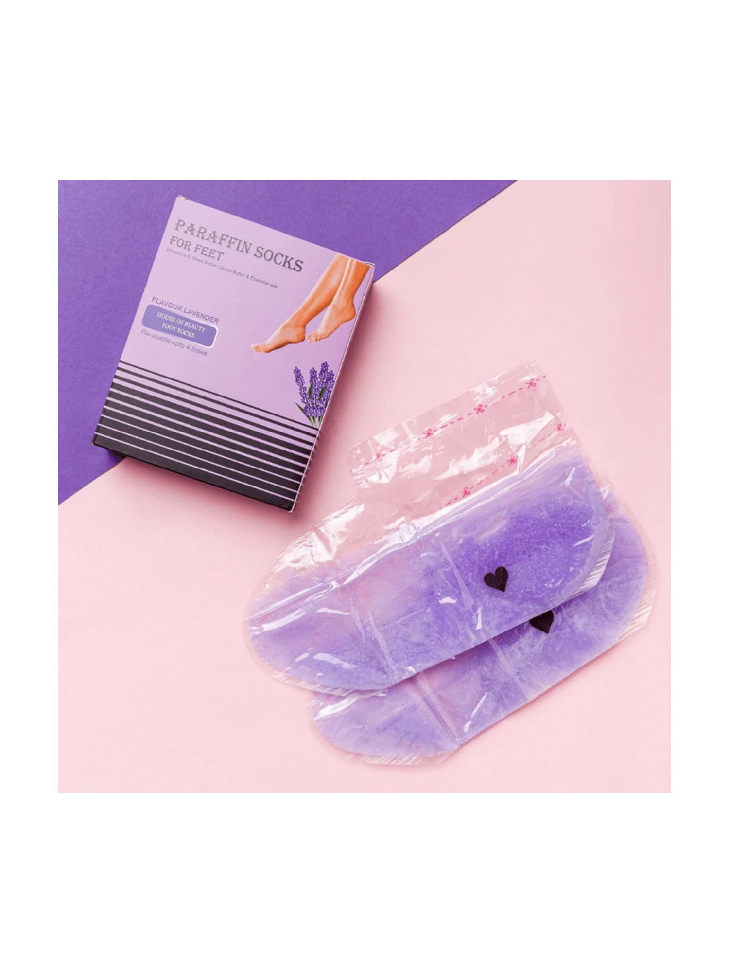 House of Beauty 4 Times Reusable Lavender Paraffin Foot Socks - 1 Pair - 235 gm